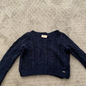Hollister dark blue knit crop sweater